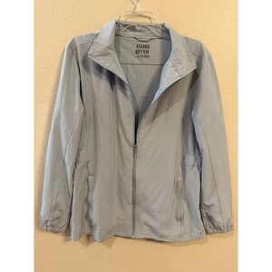 Hang Ten Windbreaker Jacket Womens Medium Blue Good UPF 50+ Zip Front Pocket